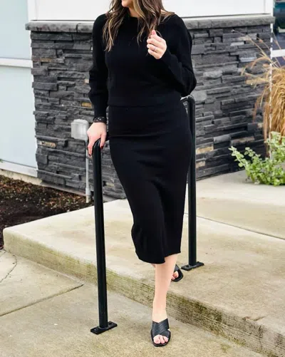 Milio Milano Knit Ribbed Midi Skirt In Black