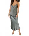 Milio Milano Lace Silky Slipskirt In Green In Gray