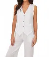 Milio Milano Linen Button Front Vest In White In White