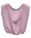 Milio Milano Linen Cropped Blouson Top In Blush Pink In Neutral