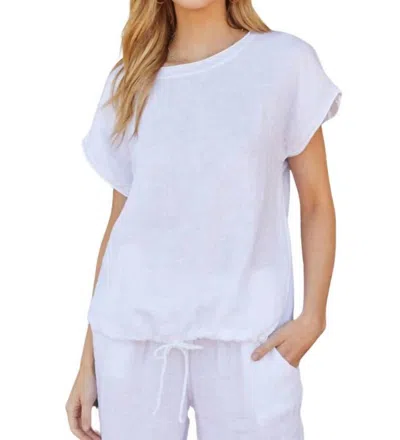 Milio Milano Linen Drawstring Tee Top In White