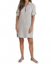 Milio Milano Linen Long Sleeve Button Down Dress In Beige In Gray