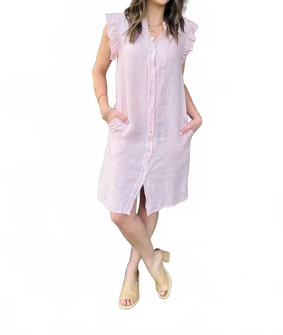Milio Milano Linen Ruffle Cap Sleeve Dress In Blush