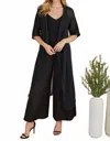 Milio Milano Linen Smocked Waist Palazzo Pants In Black In Black