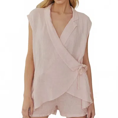 Milio Milano Linen Wrap Top In Pink