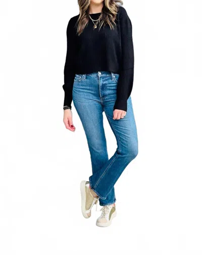 Milio Milano Long Sleeve Crop Sweater In Black