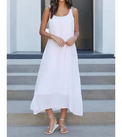 Milio Milano Low Back Crinkle Maxi Dress In White