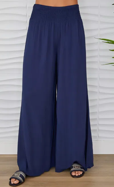 Milio Milano Palazzo Pant In Navy In Blue