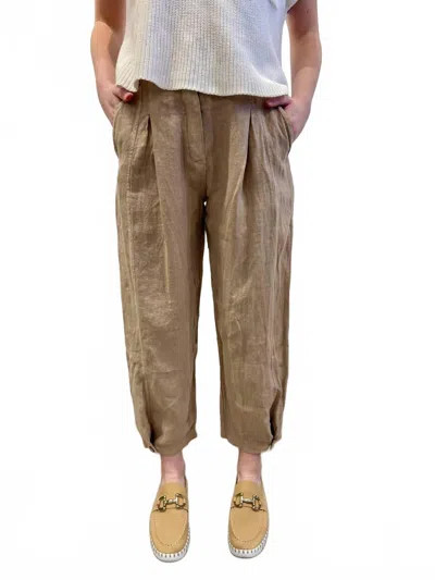Milio Milano Pleated Linen Pants In Earth Beige In Brown