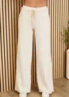 Milio Milano Raw Edge Drawcord Wide Leg Pants In Cream