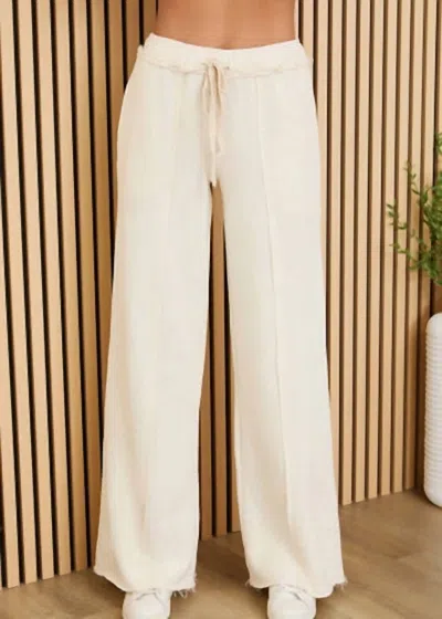 Milio Milano Raw Edge Drawcord Wide Leg Pants In Cream In White