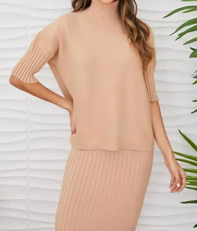 Milio Milano Rib Contrast Turtleneck Sweater In Caramel In Brown