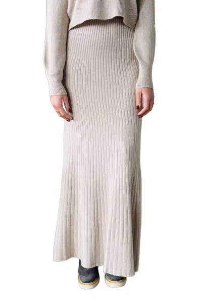 Milio Milano Ribbed Knit Maxi Skirt In Beige In Multi
