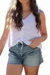 Milio Milano Rouched Crop Top In White In White