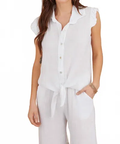 Milio Milano Ruffled Sleeve Top In White