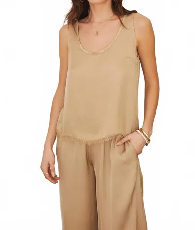 Milio Milano Silk Tank Top In Camel In Brown