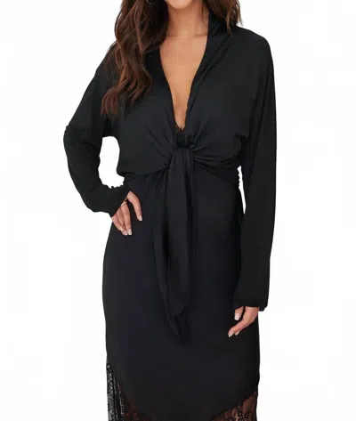 Milio Milano Silky Drapey Tie Top In Black