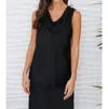 Milio Milano Silky Mixed Media Cowl Front Tank In Black In Black
