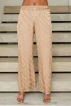 Milio Milano Silky Viscose Lattice Palazzo Pant In Camel In Brown