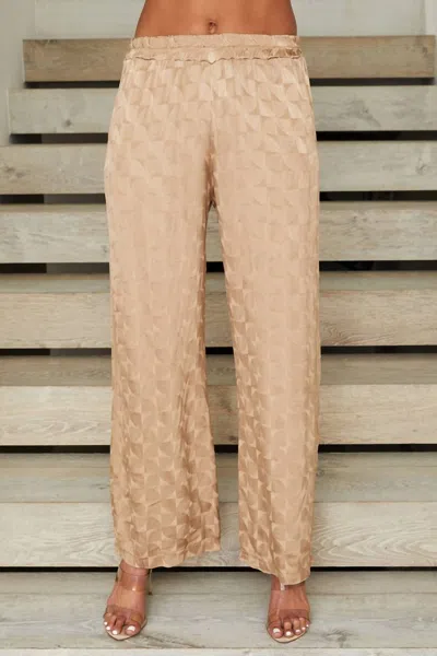 Milio Milano Silky Viscose Lattice Palazzo Pant In Camel In Brown
