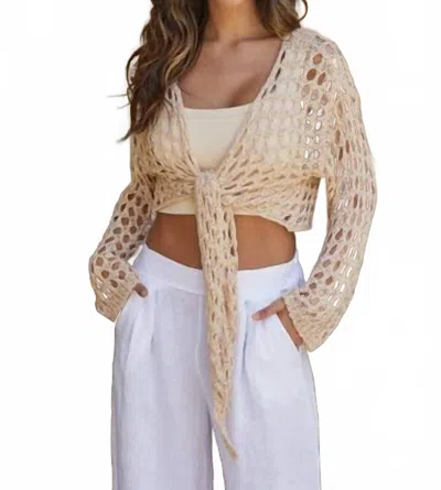 Milio Milano Solid Knit Tie Front Top In Beige In Neutral