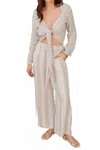 Milio Milano The Arabella Stripe Linen Wide Leg Pant In Beige In Neutral