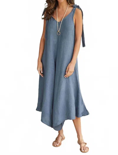 Milio Milano Tie Shoulder Jumpsuit In Denim Blue