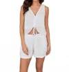 Milio Milano V Neck Rouched Linen Crop Top In White In White