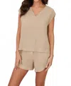 Milio Milano V-neck Top In Earth Beige In Multi