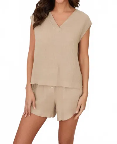 Milio Milano V-neck Top In Earth Beige In Multi