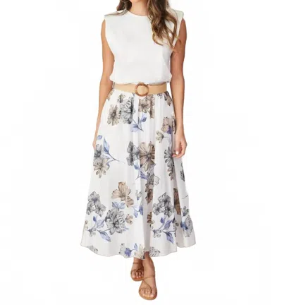 Milio Milano Vintage Floral Midi Skirt In White