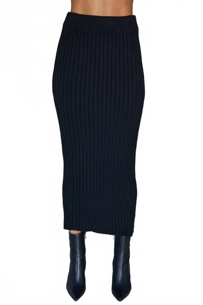 Milio Milano Viscose Rib Pencil Skirt In Black