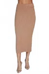 Milio Milano Viscose Rib Pencil Skirt In Camel In Brown