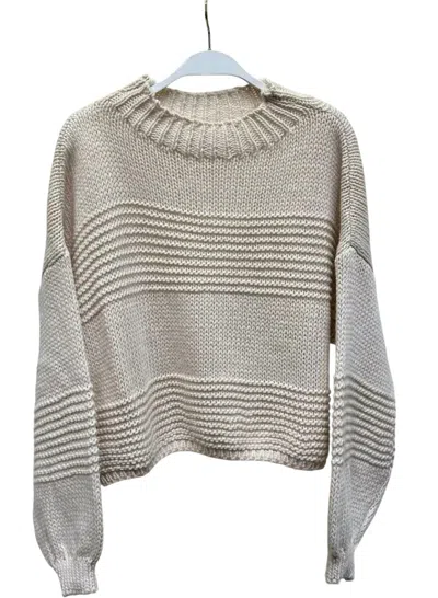 Milio Milano Women's Cropped Mock Neck Chunky Sweater In Oatmeal In White