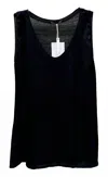 Milio Milano Women's Italian Linen Silky Soft Viscose Tank Top With Contrast Back In Black In Black