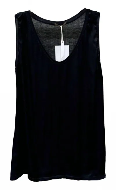 Milio Milano Women's Italian Linen Silky Soft Viscose Tank Top With Contrast Back In Black