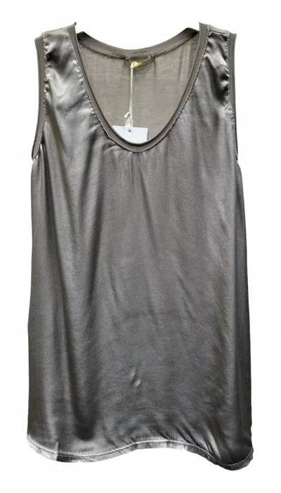Milio Milano Women's Italian Linen Silky Soft Viscose Tank Top With Contrast Back In Mocha In Gray