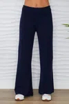 Milio Milano Women Knit Cozy Flared Pants In Navy Blue