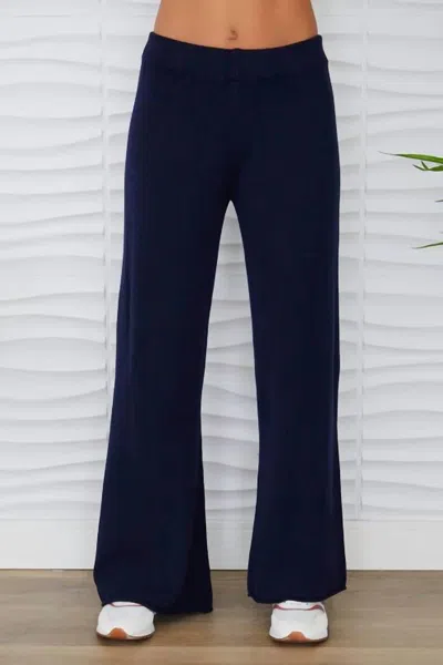 Milio Milano Women Knit Cozy Flared Pants In Navy Blue