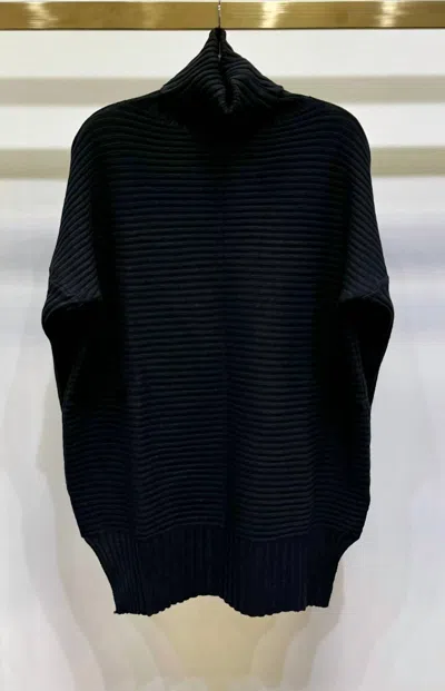 Milio Milano Women's Long Italian Knit Ribbed Sweater In Black