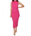 Milio Milano Italian Knit Ribbed Fitted Midi Skirt In Fuchsia