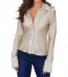 Milio Milano Women's Silky Exaggerated Collar Blouse In Champagne In Neutral