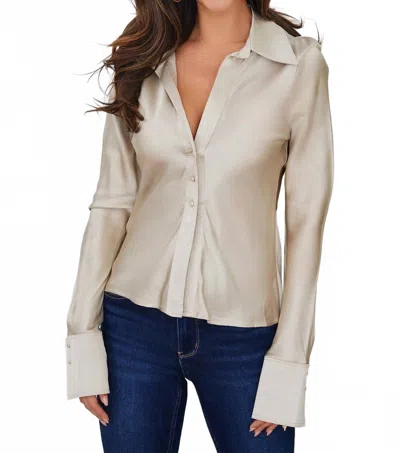 Milio Milano Women's Silky Exaggerated Collar Blouse In Champagne In Neutral