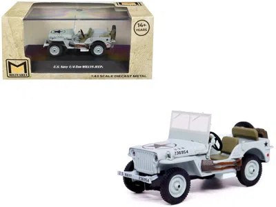 Militaria Die Cast Willys Jeep 1/4-ton Car Light Blue "united States Navy" 1/43 Diecast Model By  In Multi