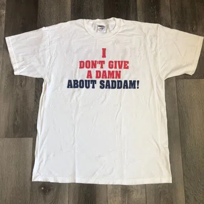 Pre-owned Military X Vintage 2000s I Don't Give A Damn About Saddam Hussein Tee In White