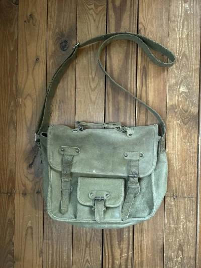 Pre-owned Military X Vintage 70's Green Suede Army Military Messenger Bag