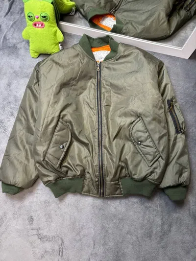 Pre-owned Military X Vintage Ma-1 Flayer Intermediate Nylon Bomber In Green