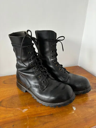 Pre-owned Military X Vintage Military Leather Combat Boots In Black