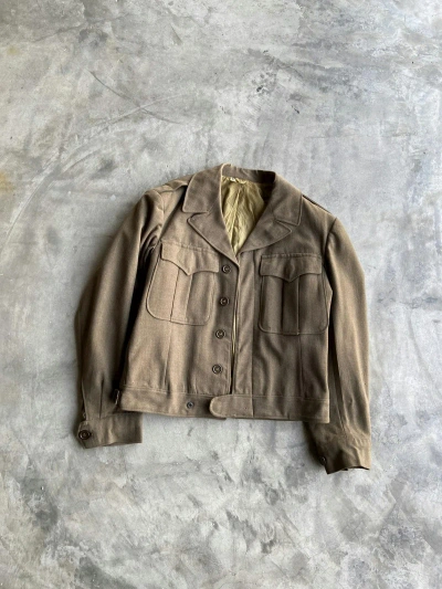 Pre-owned Military X Vintage Wool Military Cropped Jacket 40's Small In Olive Green