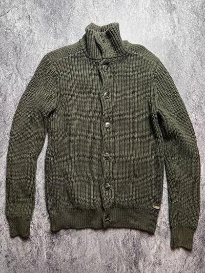 Pre-owned Military Y2k Vintage Heavyweight Fisherman Japan Style Sweater In Khaki Green
